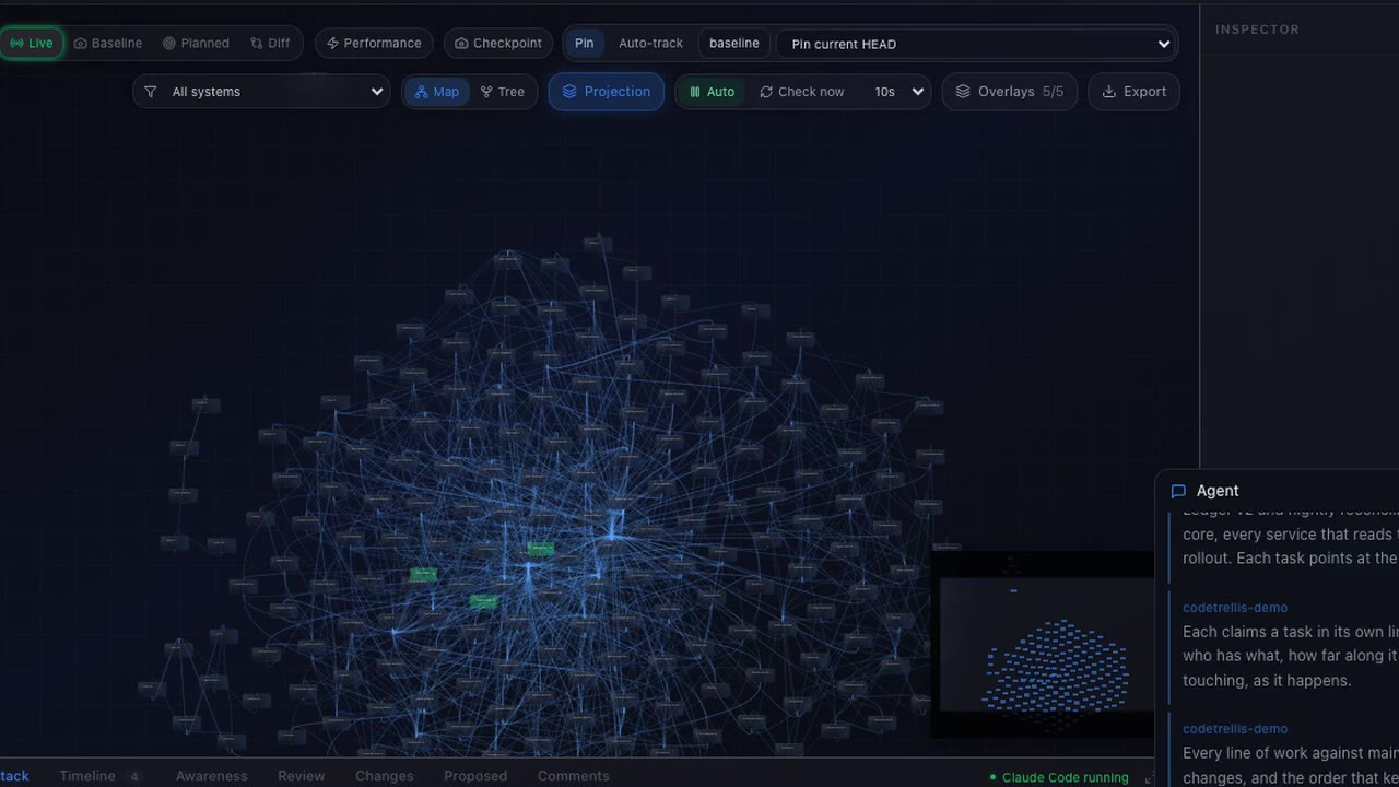 The dependency graph of a 1,509-file repository, live.